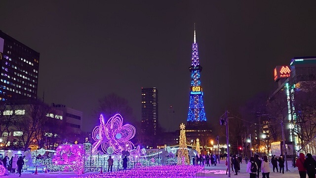 北海道旅行 札幌市内のライトアップの様子