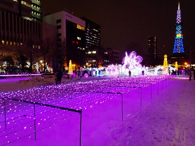 北海道旅行 札幌市内のライトアップの様子