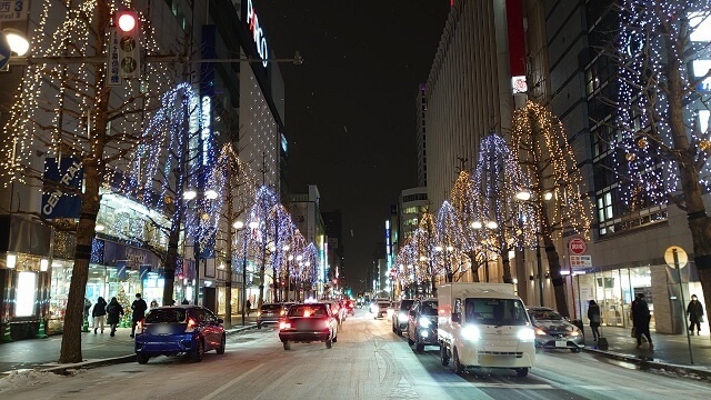 北海道旅行 札幌市内のライトアップの様子