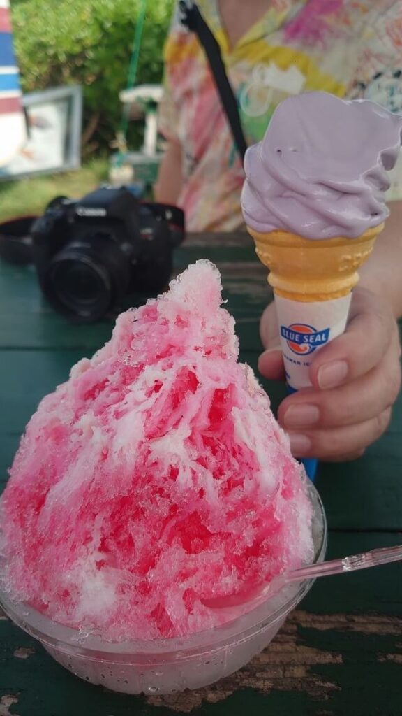 沖縄旅行 残波岬灯台の売店で食べたかき氷とアイス