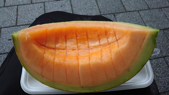 道東自動車道のサービスエリアで食べた夕張メロン