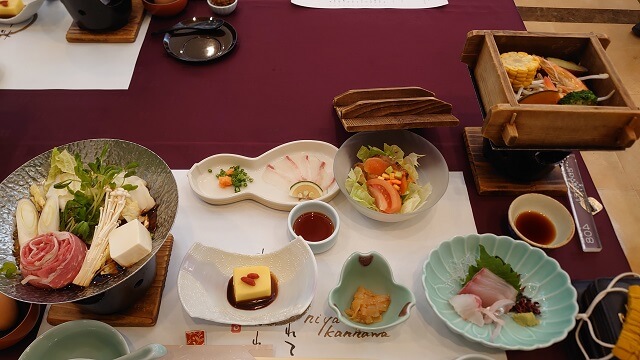 別府温泉 おにやまホテルで食べた夕食の会席料理